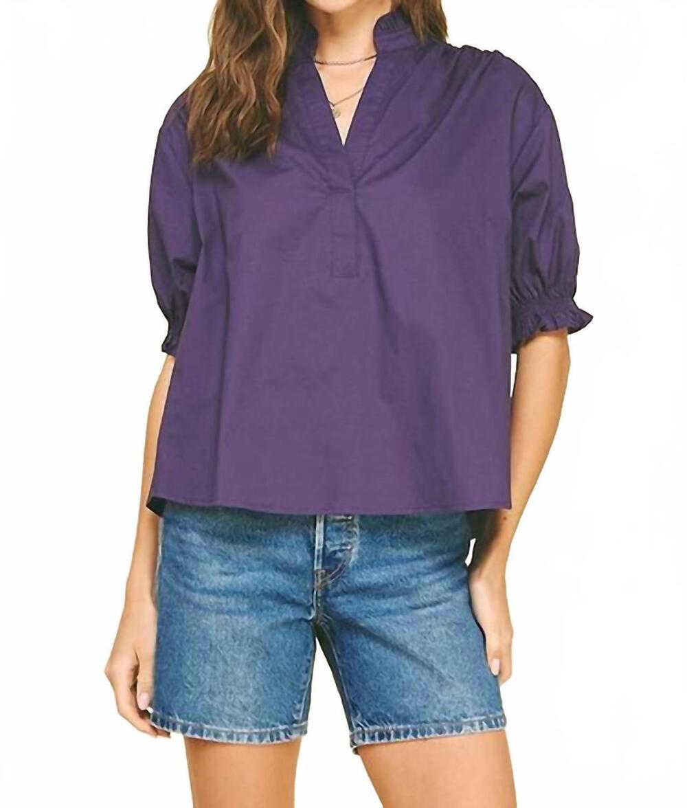 NEW PINCH balloon sleeve top in purple